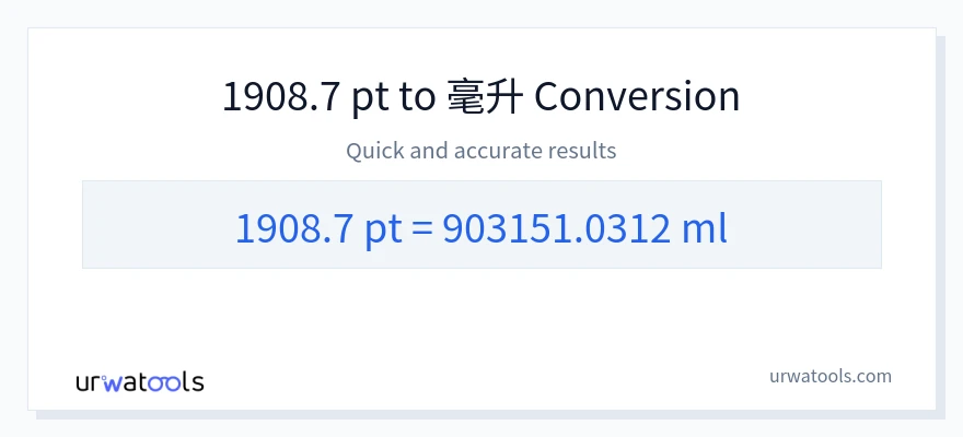 1908.7 Pints 到 毫升 轉換
