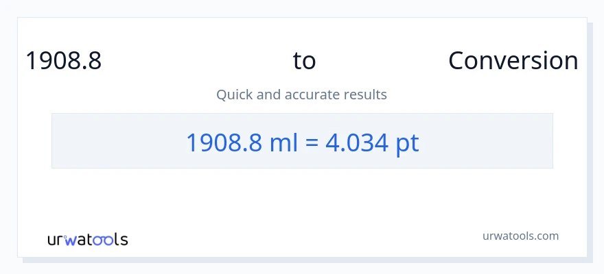 1908.8 മില്ലിലിറ്റർ ൽ നിന്ന് Pints ലേക്ക് പരിവർത്തനം