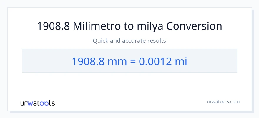 1908.8 milimetro patungong milya na conversion