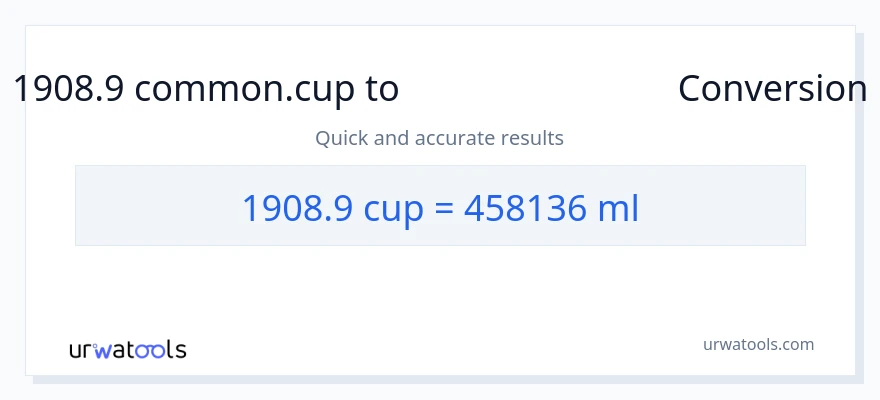 1908.9 കപ്പുകൾ ൽ നിന്ന് മില്ലിലിറ്റർ ലേക്ക് പരിവർത്തനം