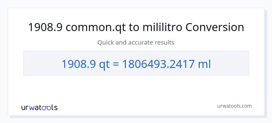 1908.9 Quarts patungong mga mililitro na conversion