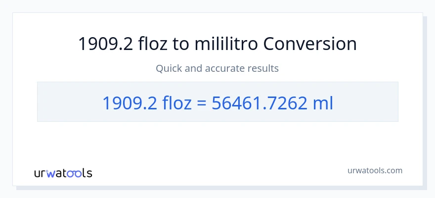 1909.2 mga onsa ng likido patungong mga mililitro na conversion