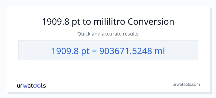 1909.8 Pints patungong mga mililitro na conversion