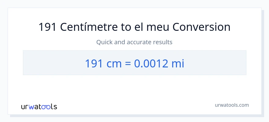 Conversió de 191 Centímetres a milles