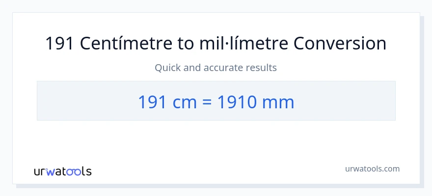 Conversió de 191 Centímetres a mil·límetres