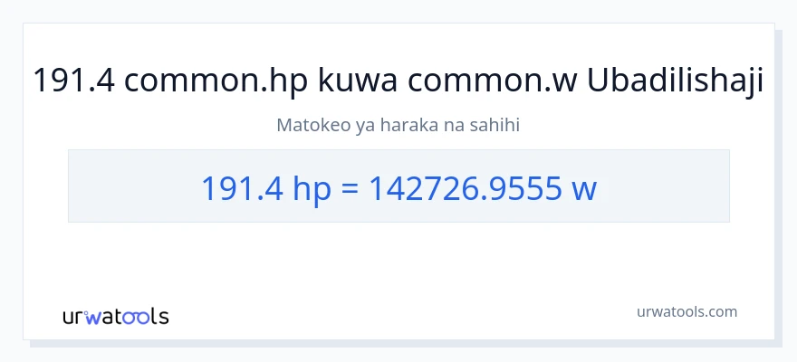 Ubadilishaji wa 191.4 farasi hadi wati