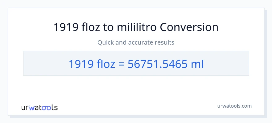 1919 mga onsa ng likido patungong mga mililitro na conversion