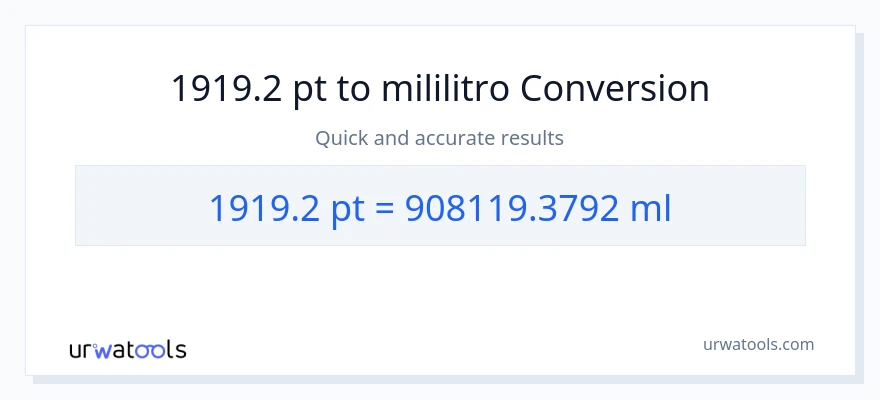 1919.2 Pints patungong mga mililitro na conversion