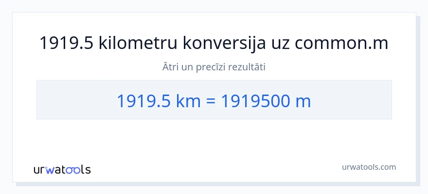 1919.5 kilometri uz Metri konversiju