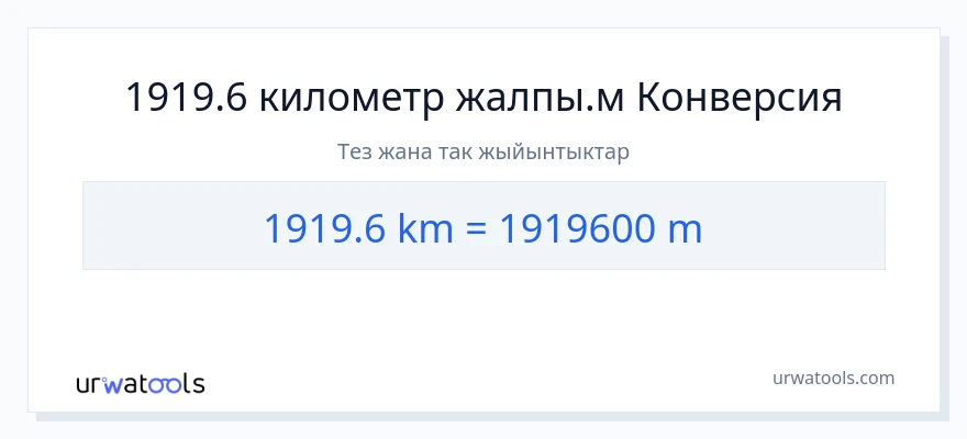 1919.6 километр дан Метрлер га конверсия