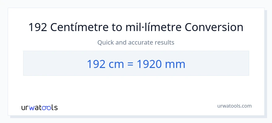 Conversió de 192 Centímetres a mil·límetres