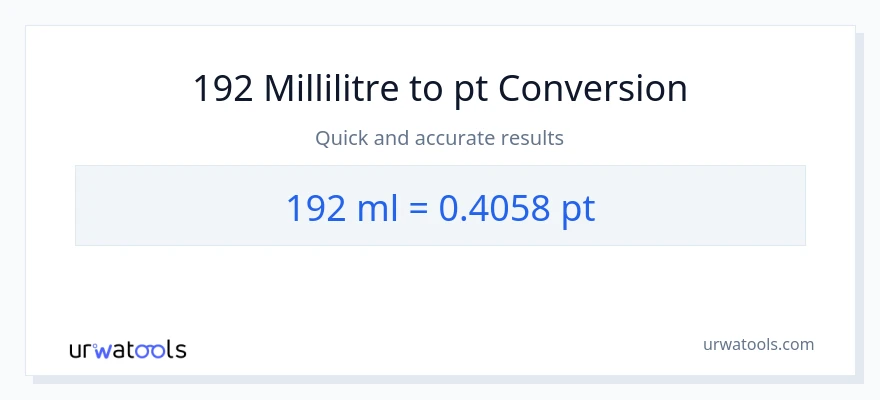 Conversion 192 millilitres vers Pints