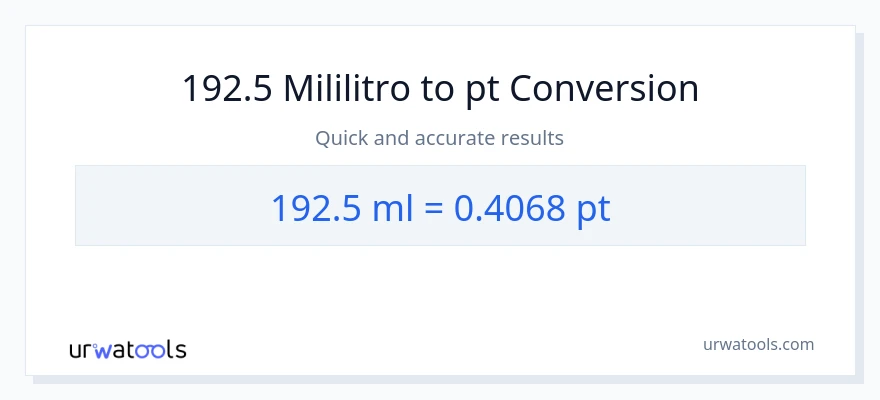 192.5 mga mililitro patungong Pints na conversion