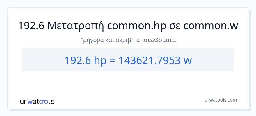 Μετατροπή 192.6 ιπποδύναμη σε βατ