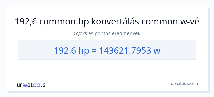 192.6 lóerő - watt konverzió