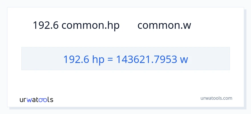 192.6 馬力 から ワット への変換