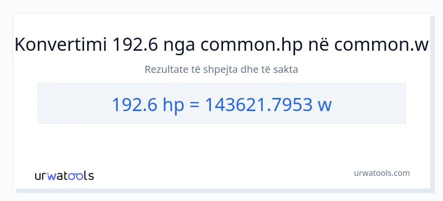 Konvertimi 192.6 kuajfuqi në vat