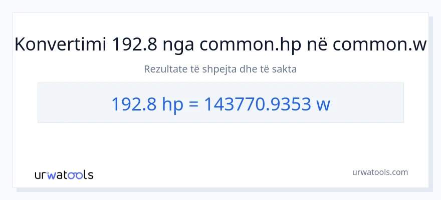 Konvertimi 192.8 kuajfuqi në vat