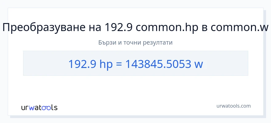 192.9 конверсия от конски сили до ватове