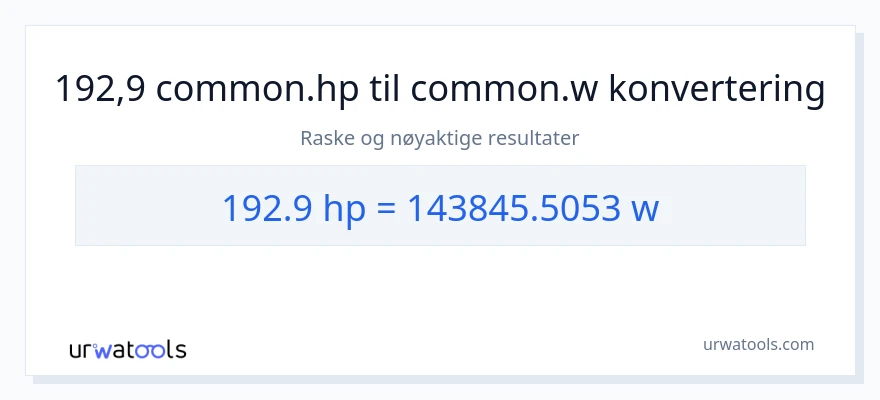 192.9 hestekrefter til watt konvertering