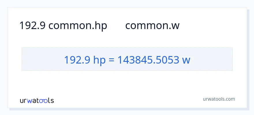 192.9 ہارس پاور سے واٹ کی تبدیلی