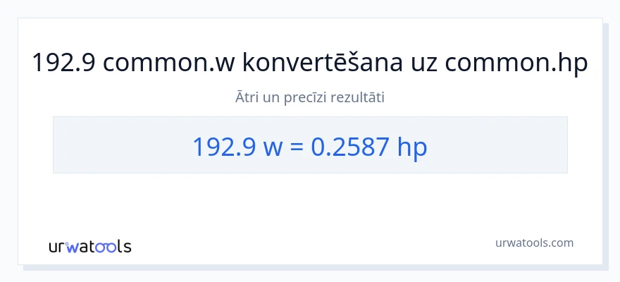 192.9 vati uz zirgspēki konversiju