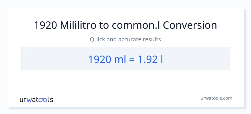 1920 mga mililitro patungong Liters na conversion