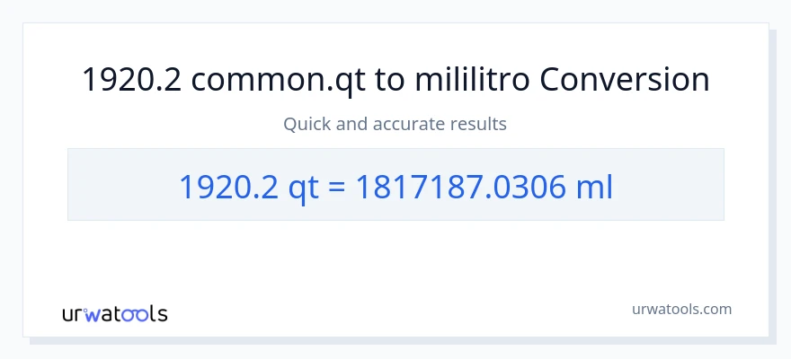 1920.2 Quarts patungong mga mililitro na conversion