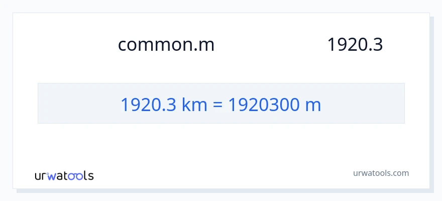 تبدیل 1920.3 کیلومتر به متر