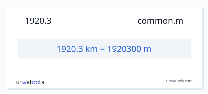 การแปลง 1920.3 กิโลเมตร เป็น มิเตอร์