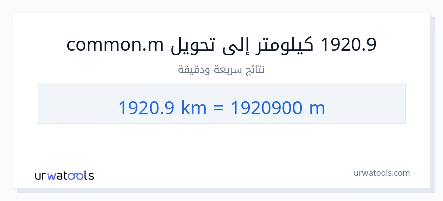 التحويل من 1920.9 كيلومترات إلى العدادات