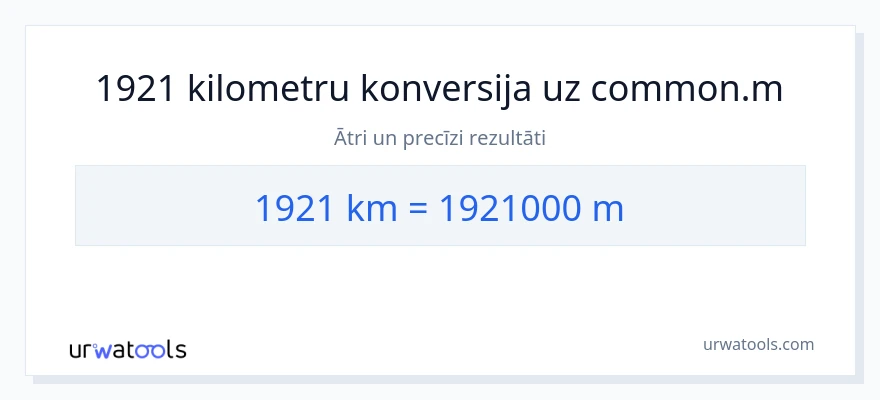 1921 kilometri uz Metri konversiju