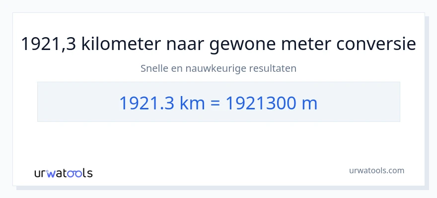 1921.3 kilometers naar Meters conversie