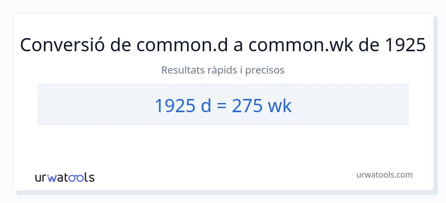 Conversió de 1925 Dies a setmanes