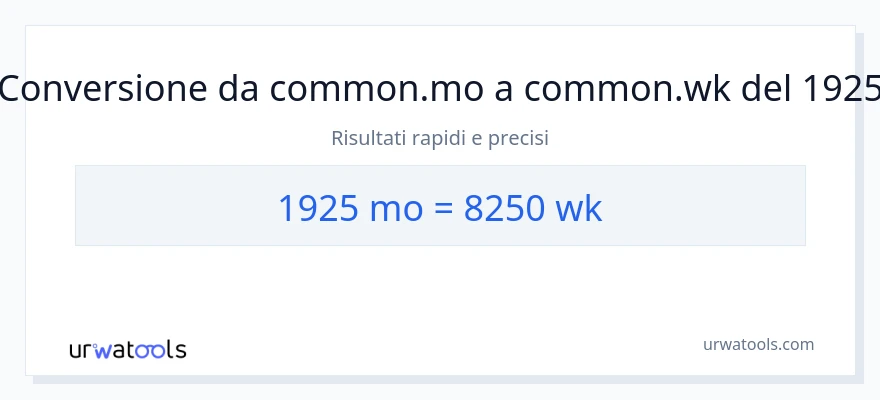 Conversione da 1925 mesi a settimane