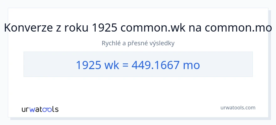 Konverze z týdny na měsíce: 1925