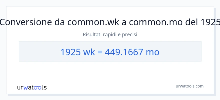 Conversione da 1925 settimane a mesi