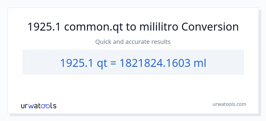 1925.1 Quarts patungong mga mililitro na conversion