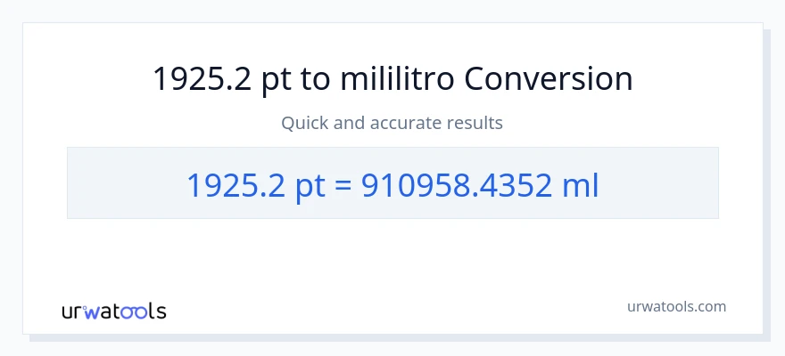1925.2 Pints patungong mga mililitro na conversion