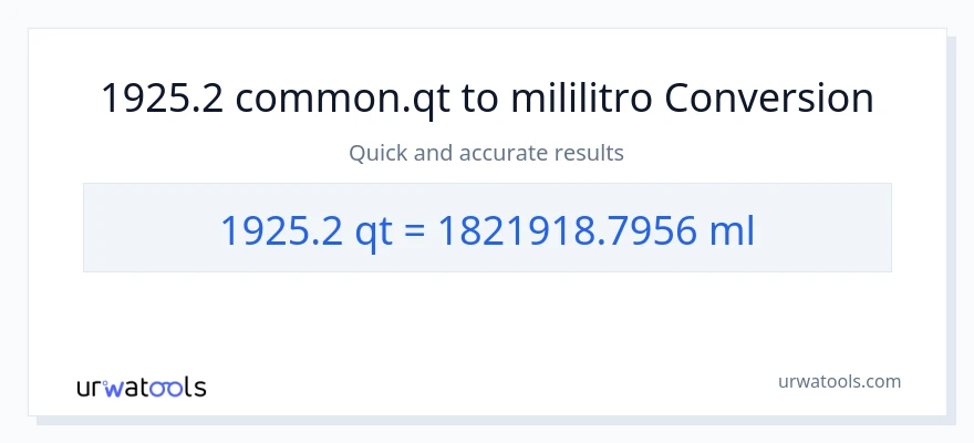 1925.2 Quarts patungong mga mililitro na conversion