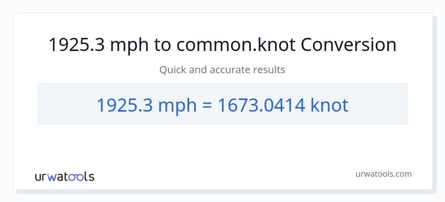 1925.3 milya kada oras patungong Knots na conversion