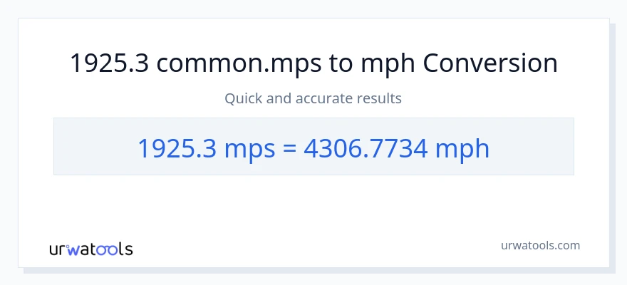 1925.3 Meters Per Second patungong milya kada oras na conversion
