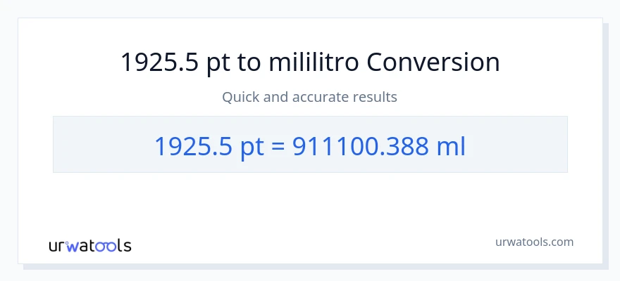 1925.5 Pints patungong mga mililitro na conversion