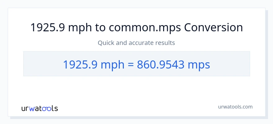 1925.9 milya kada oras patungong Meters Per Second na conversion