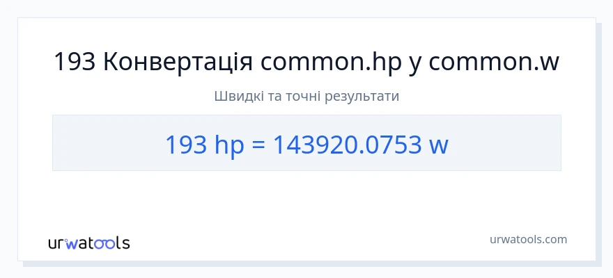 Конверсія з кінська сила у вати: 193