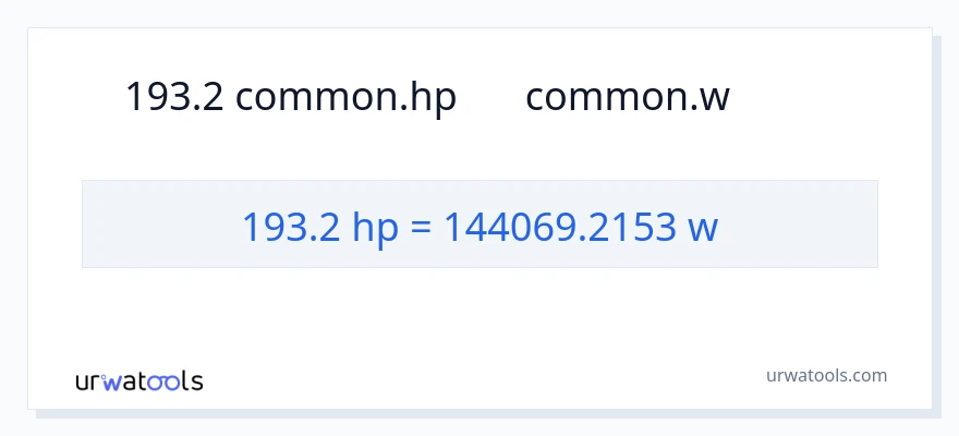 193.2 馬力 から ワット への変換