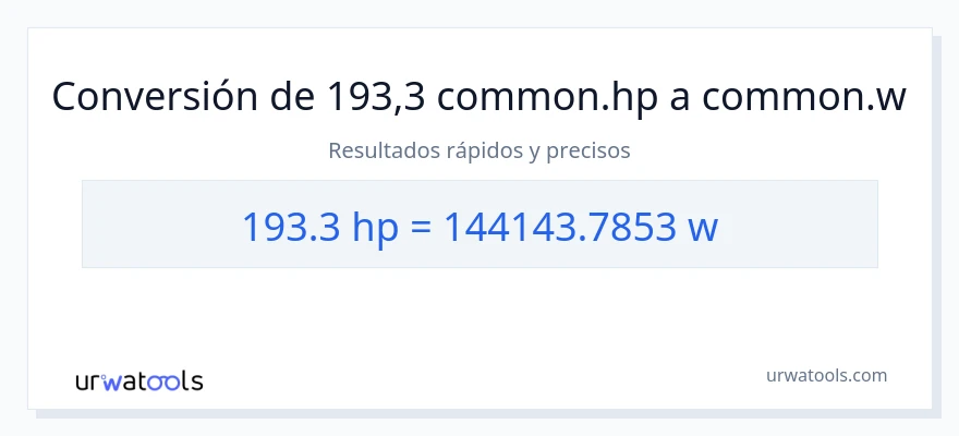 Conversión de 193.3 caballo de fuerza a vatios