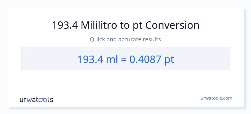 193.4 mga mililitro patungong Pints na conversion