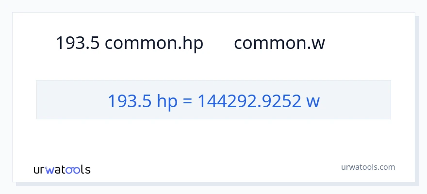 193.5 馬力 から ワット への変換