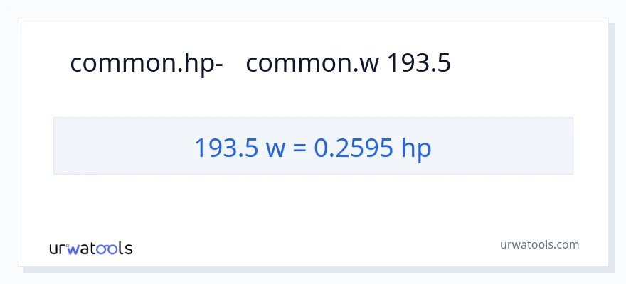 המרה של 193.5 וואט ל- כּוֹחַ סוּס